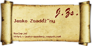 Jesko Zsadány névjegykártya